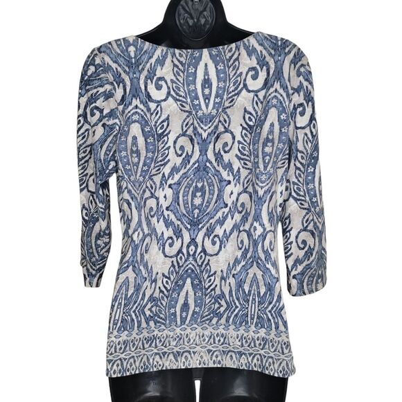 Chico's ikat print knit top shirt Size 0 (small) - Picture 2 of 6